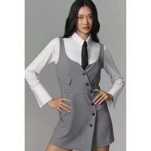 By Anthropologie Re-Worked Grey Blazer Romper, sz 4